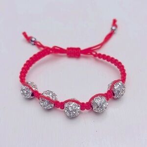 Rhinestone Crystal Ball Bead Macrame Tangerine Bracelet